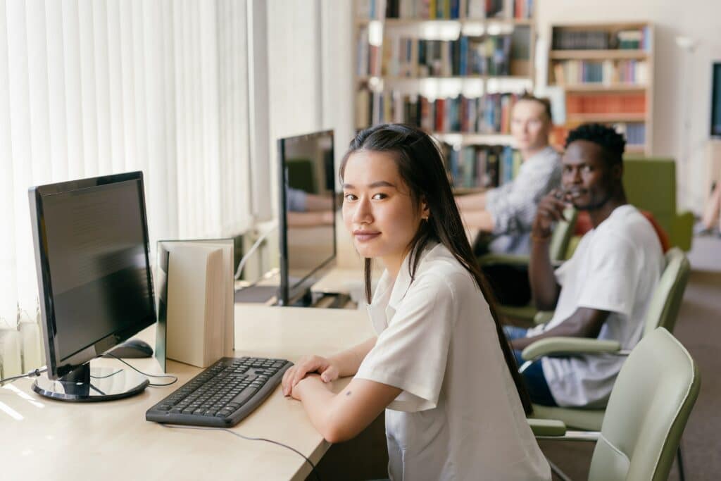 Students working on computers