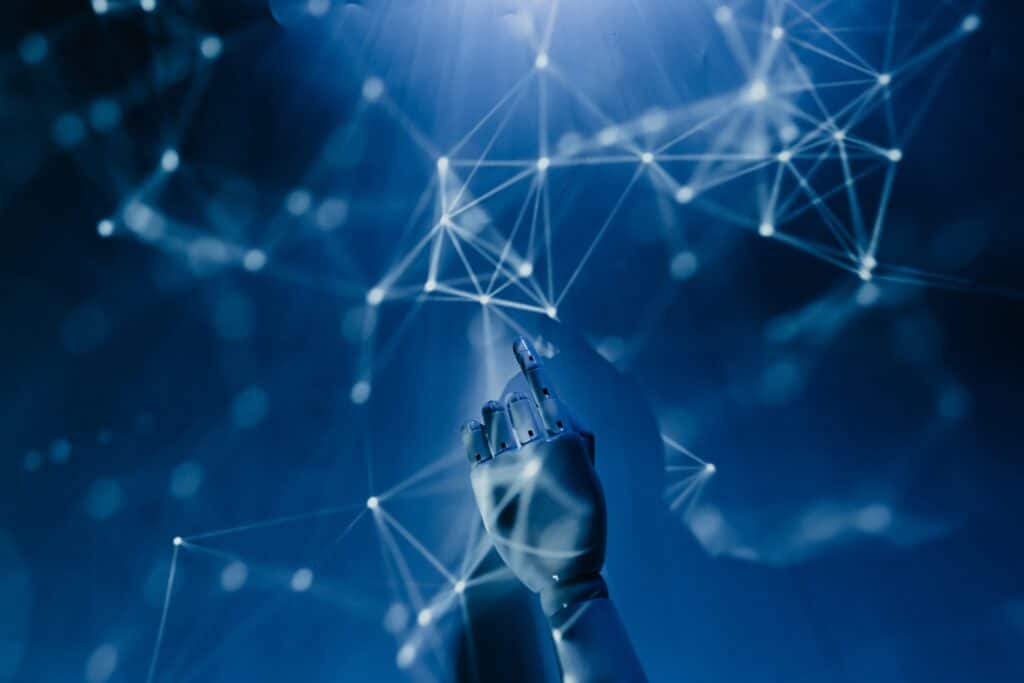 AI hand touching nodes